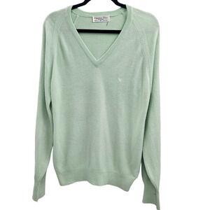 Christian Dior Sweater Womens Sz Medium Green Vintage Logo Designer Luxury Soft